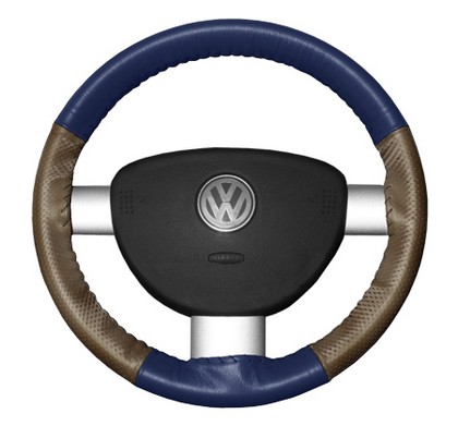 Wheelskins Steering Wheel Cover - EuroPerf, Perforated Sides (Blue Top / Oak Sides)