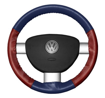 Wheelskins Steering Wheel Cover - EuroPerf, Perforated Sides (Blue Top / Red Sides)