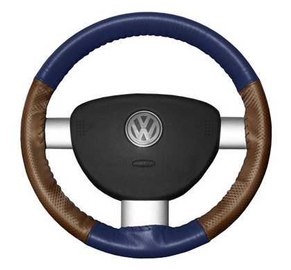 Wheelskins Steering Wheel Cover - EuroPerf, Perforated Sides (Blue Top / Tan Sides)