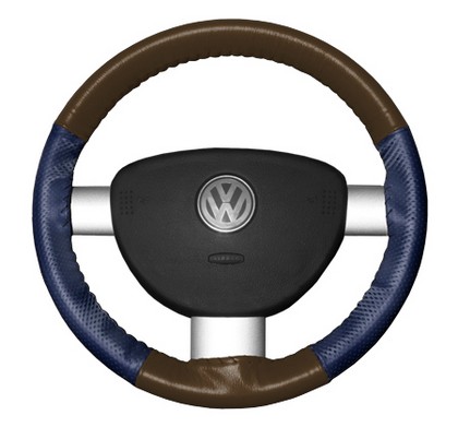 Wheelskins Steering Wheel Cover - EuroPerf, Perforated Sides (Brown Top / Blue Sides)