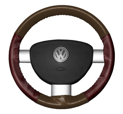 Wheelskins Steering Wheel Cover - EuroPerf, Perforated Sides (Brown Top / Burgundy Sides)