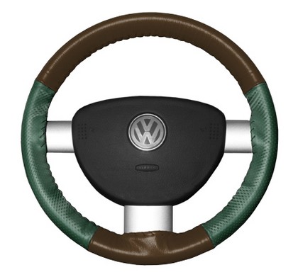 Wheelskins Steering Wheel Cover - EuroPerf, Perforated Sides (Brown Top / Green Sides)