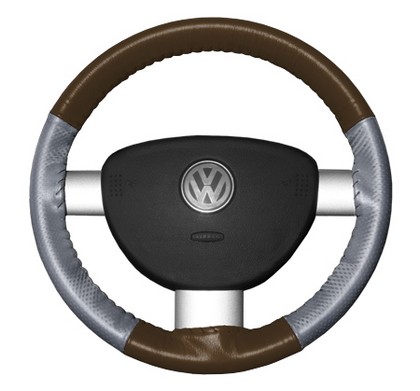 Wheelskins Steering Wheel Cover - EuroPerf, Perforated Sides (Brown Top / Grey Sides)