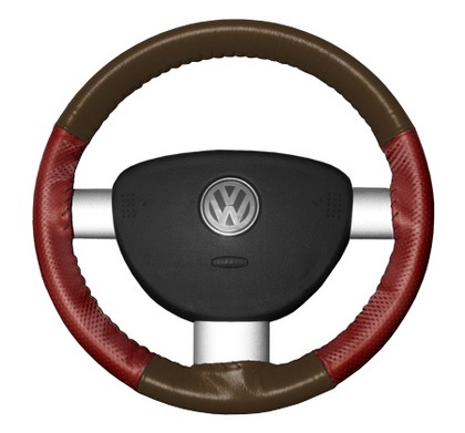 Wheelskins Steering Wheel Cover - EuroPerf, Perforated Sides (Brown Top / Red Sides