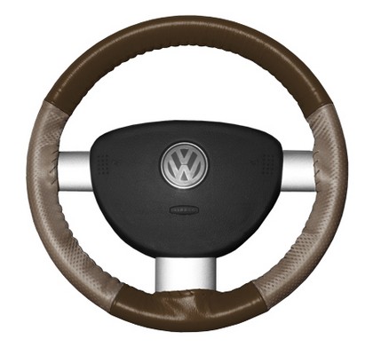 Wheelskins Steering Wheel Cover - EuroPerf, Perforated Sides (Brown Top / Sand Sides)