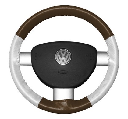 Wheelskins Steering Wheel Cover - EuroPerf, Perforated Sides (Brown Top / White Sides)