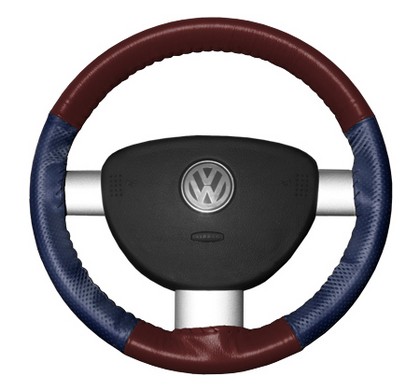 Wheelskins Steering Wheel Cover - EuroPerf, Perforated Sides (Burgundy Top / Blue Sides)