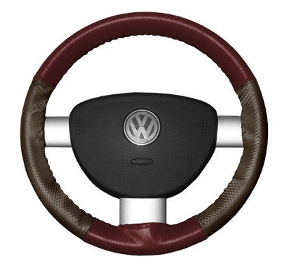 Wheelskins Steering Wheel Cover - EuroPerf, Perforated Sides (Burgundy Top / Brown Sides)