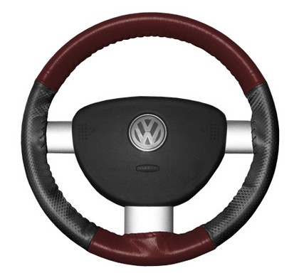 Wheelskins Steering Wheel Cover - EuroPerf, Perforated Sides (Burgundy Top / Charcoal Sides)