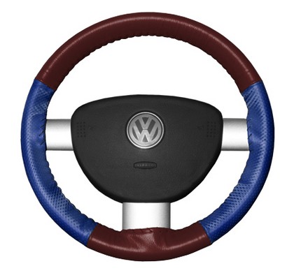 Wheelskins Steering Wheel Cover - EuroPerf, Perforated Sides (Burgundy Top / Cobalt Sides)