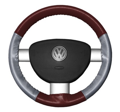 Wheelskins Steering Wheel Cover - EuroPerf, Perforated Sides (Burgundy Top / Grey Sides)