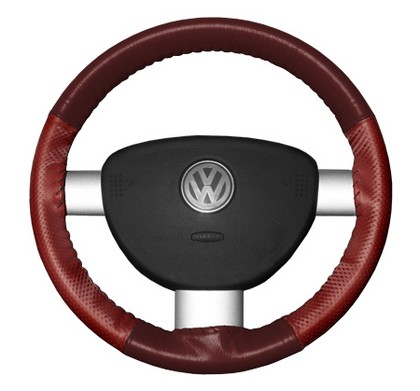 Wheelskins Steering Wheel Cover - EuroPerf, Perforated Sides (Burgundy Top / Red Sides)