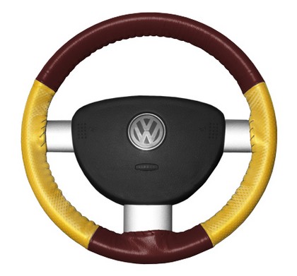 Wheelskins Steering Wheel Cover - EuroPerf, Perforated Sides (Burgundy Top / Yellow Sides)