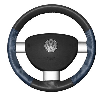 Wheelskins Steering Wheel Cover - EuroPerf, Perforated Sides (Charcoal Top / Sea Blue Sides)