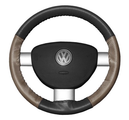 Wheelskins Steering Wheel Cover - EuroPerf, Perforated Sides (Charcoal Top / Sand Sides)