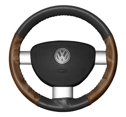 Wheelskins Steering Wheel Cover - EuroPerf, Perforated Sides (Charcoal Top / Tan Sides)