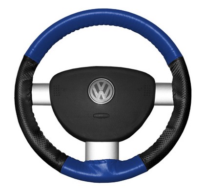 Wheelskins Steering Wheel Cover - EuroPerf, Perforated Sides (Cobalt Top / Black Sides)