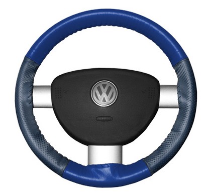 Wheelskins Steering Wheel Cover - EuroPerf, Perforated Sides (Cobalt Top / Sea Blue Sides)