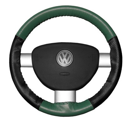 Wheelskins Steering Wheel Cover - EuroPerf, Perforated Sides (Green Top / Black Sides)