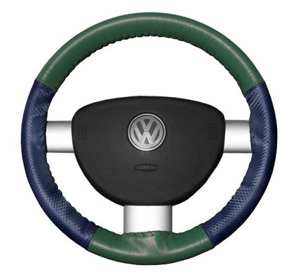 Wheelskins Steering Wheel Cover - EuroPerf, Perforated Sides (Green Top / Blue Sides)