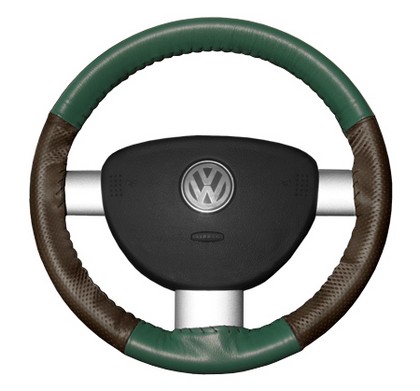 Wheelskins Steering Wheel Cover - EuroPerf, Perforated Sides (Green Top / Brown Sides)