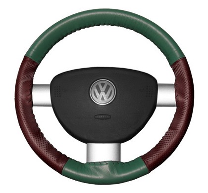 Wheelskins Steering Wheel Cover - EuroPerf, Perforated Sides (Green Top / Burgundy Sides)