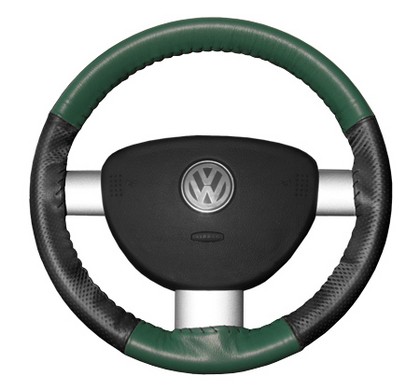 Wheelskins Steering Wheel Cover - EuroPerf, Perforated Sides (Green Top / Charcoal Sides)