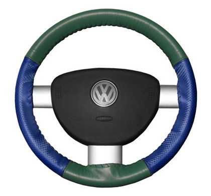 Wheelskins Steering Wheel Cover - EuroPerf, Perforated Sides (Green Top / Cobalt Sides)