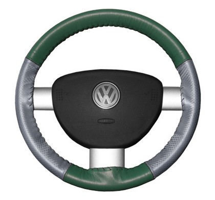 Wheelskins Steering Wheel Cover - EuroPerf, Perforated Sides (Green Top / Grey Sides)