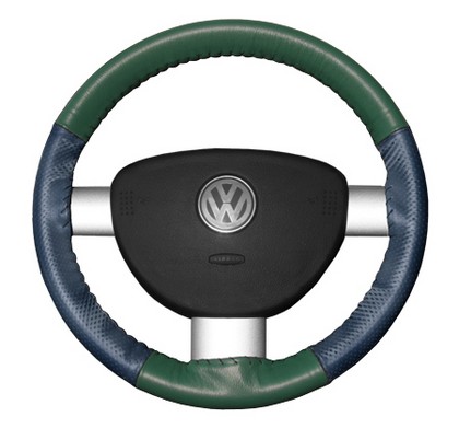 Wheelskins Steering Wheel Cover - EuroPerf, Perforated Sides (Green Top / Sea Blue Sides)