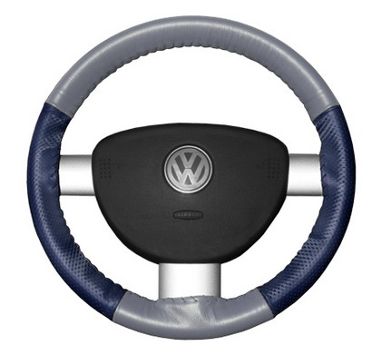 Wheelskins Steering Wheel Cover - EuroPerf, Perforated Sides (Grey Top / Blue Sides)