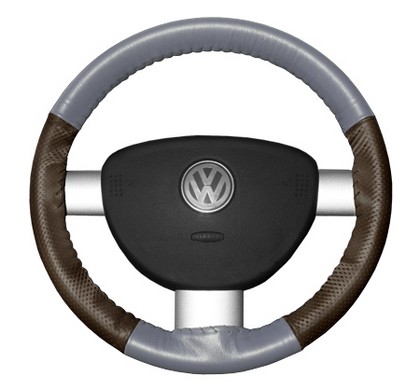 Wheelskins Steering Wheel Cover - EuroPerf, Perforated Sides (Grey Top / Brown Sides)