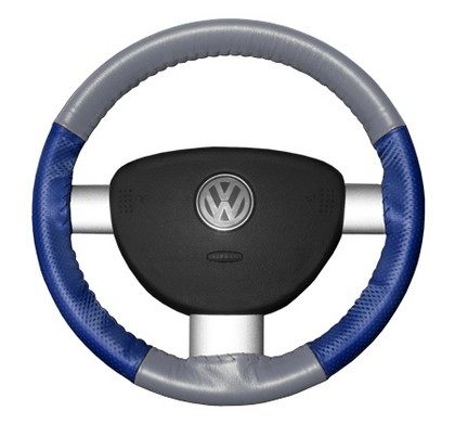 Wheelskins Steering Wheel Cover - EuroPerf, Perforated Sides (Grey Top / Cobalt Sides)