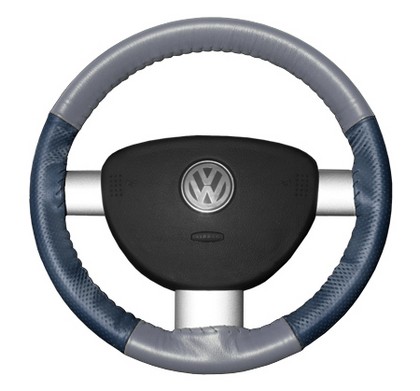 Wheelskins Steering Wheel Cover - EuroPerf, Perforated Sides (Grey Top / Sea Blue Sides)