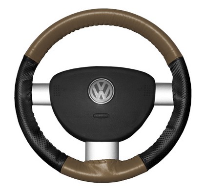 Wheelskins Steering Wheel Cover - EuroPerf, Perforated Sides (Oak Top / Black Sides)