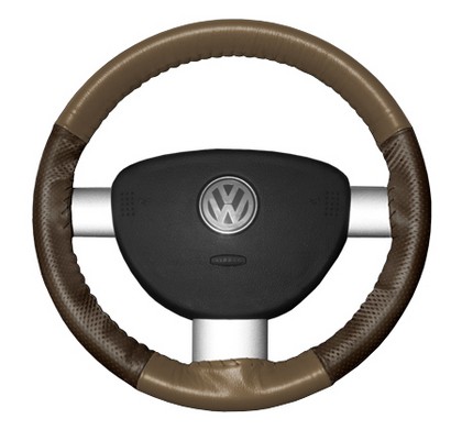 Wheelskins Steering Wheel Cover - EuroPerf, Perforated Sides (Oak Top / Brown Sides)