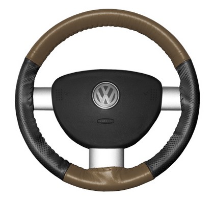 Wheelskins Steering Wheel Cover - EuroPerf, Perforated Sides (Oak Top / Charcoal Sides)