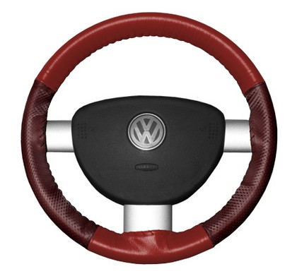 Wheelskins Steering Wheel Cover - EuroPerf, Perforated Sides (Red Top / Burgundy Sides)