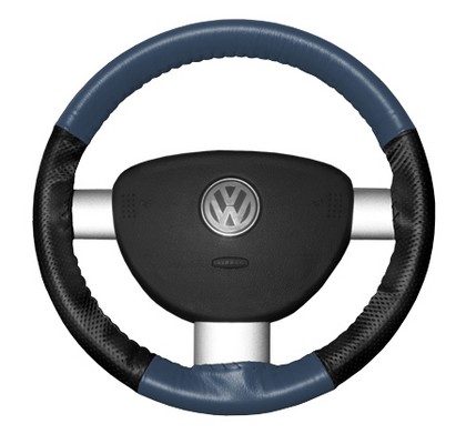 Wheelskins Steering Wheel Cover - EuroPerf, Perforated Sides (Sea Blue Top / Black Sides)