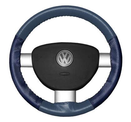 Wheelskins Steering Wheel Cover - EuroPerf, Perforated Sides (Sea Blue Top / Blue Sides)