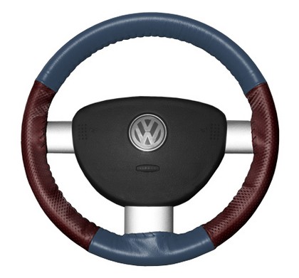 Wheelskins Steering Wheel Cover - EuroPerf, Perforated Sides (Sea Blue Top / Burgundy Sides)