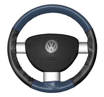 Wheelskins Steering Wheel Cover - EuroPerf, Perforated Sides (Sea Blue Top / Charcoal Sides)