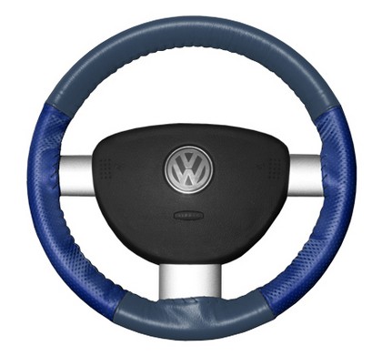 Wheelskins Steering Wheel Cover - EuroPerf, Perforated Sides (Sea Blue Top / Cobalt Sides)