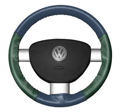 Wheelskins Steering Wheel Cover - EuroPerf, Perforated Sides (Sea Blue Top / Green Sides)