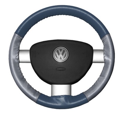 Wheelskins Steering Wheel Cover - EuroPerf, Perforated Sides (Sea Blue Top / Grey Sides)