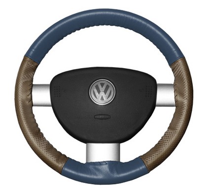 Wheelskins Steering Wheel Cover - EuroPerf, Perforated Sides (Sea Blue Top / Oak Sides)