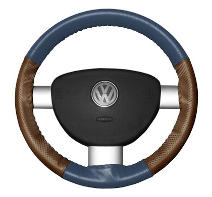 Wheelskins Steering Wheel Cover - EuroPerf, Perforated Sides (Sea Blue Top / Tan Sides)