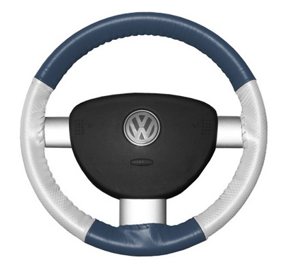 Wheelskins Steering Wheel Cover - EuroPerf, Perforated Sides (Sea Blue Top / White Sides)