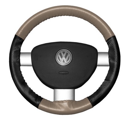 Wheelskins Steering Wheel Cover - EuroPerf, Perforated Sides (Sand Top / Black Sides)