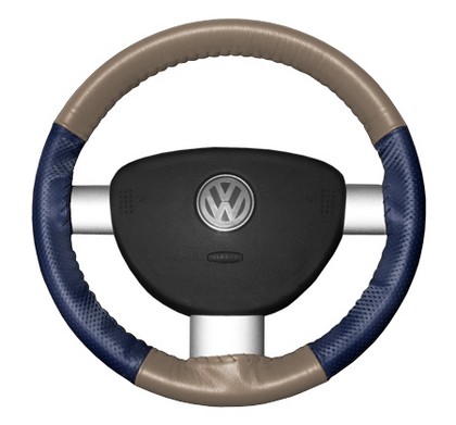 Wheelskins Steering Wheel Cover - EuroPerf, Perforated Sides (Sand Top / Blue Sides)